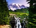 Mount Rainier with Waterfall
